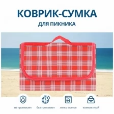 Samutory / Водонепроницаемый коврик для пикника 150х200см Синий камуфляж (Сумка-покрывало/плед для пляжа)